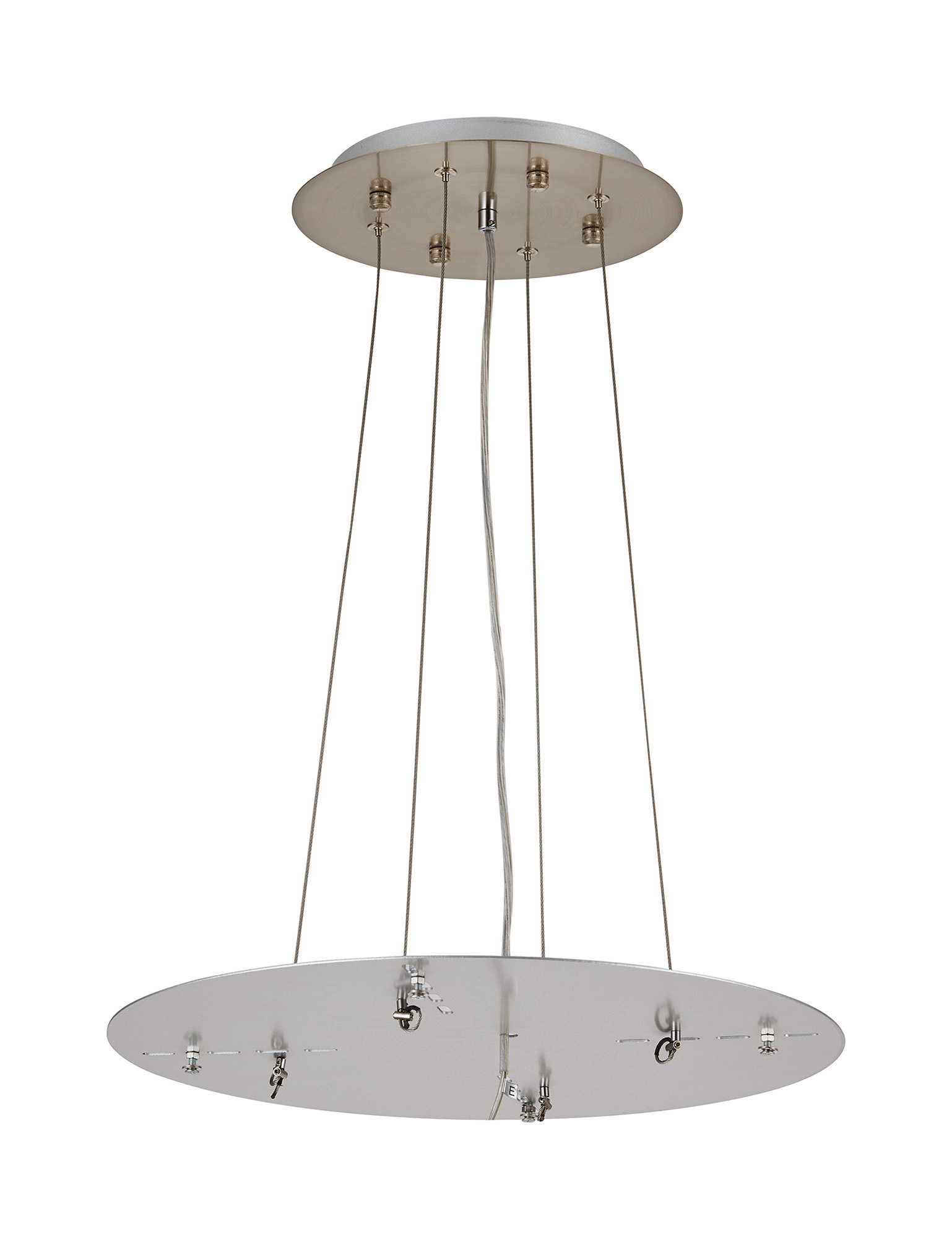 D0926SN/SI  Lowan 490mm, 3m Suspension Plate c/w Power Cable To Lower Flush Fittings, Satin Nickel/Silver Max Load 20kg (ONLY TESTED FOR OUR RANGE OF PRODUCTS)